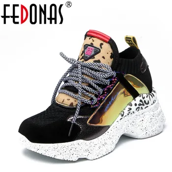 

FEDONAS Fashion Women 2019 Cow Leather Sneakers Flats Platforms Corss-tied Spring Summer Casual Shoes Woman Sport Shoes Woman