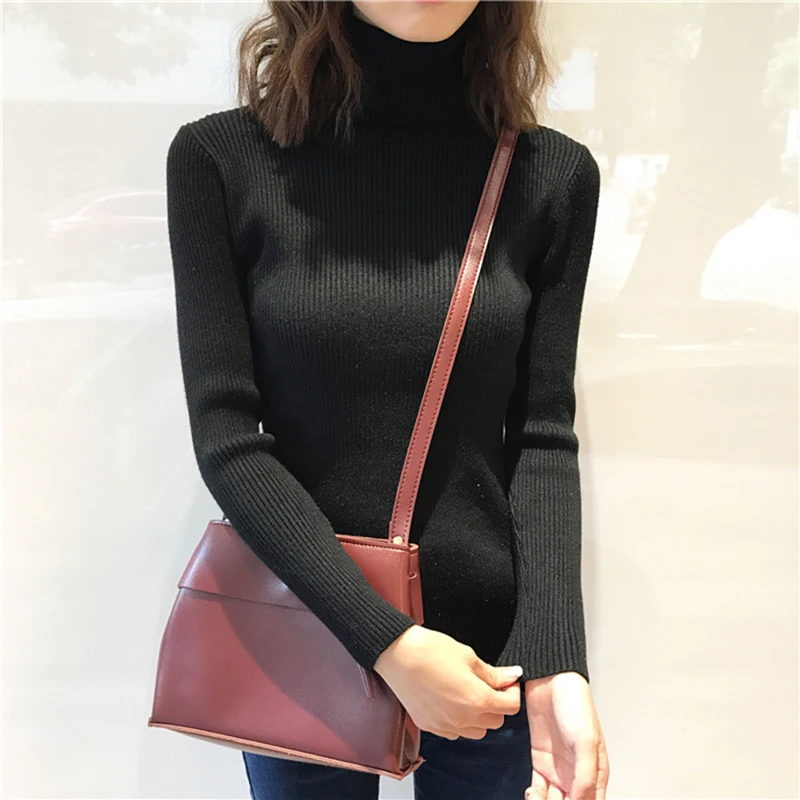 Sexy Women Skinny Knitted Sweater Fashion Turtleneck Pullovers Korean Style Casual Long Sleeve Sweaters Elastic Basic Sweater
Sexy Women Skinny Knitted Sweater Fashion Turtleneck Pullovers Korean Style Casual Long Sleeve Sweaters Elastic Basic Sweater