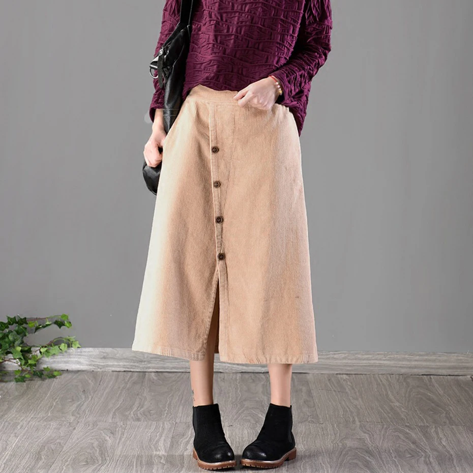Women Corduroy Split Skirt Retro Vintage Fashion for Autumn Winter Long Midi Elastic Waist Skirt Buttons AZ39502923
Women Corduroy Split Skirt Retro Vintage Fashion for Autumn Winter Long Midi Elastic Waist Skirt Buttons AZ39502923