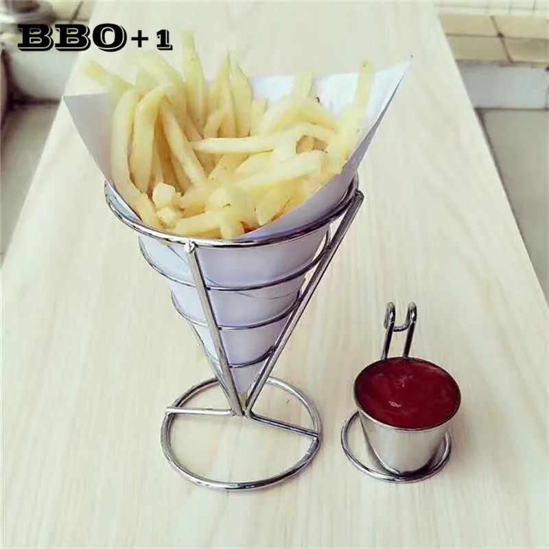 French Fries Holder Fry Stand Cone Metal Wire Basket with Sauce Dippers Serving Trays Party Platter Kitchen Restaurant Supplies
French Fries Holder Fry Stand Cone Metal Wire Basket with Sauce Dippers Serving Trays Party Platter Kitchen Restaurant Supplies