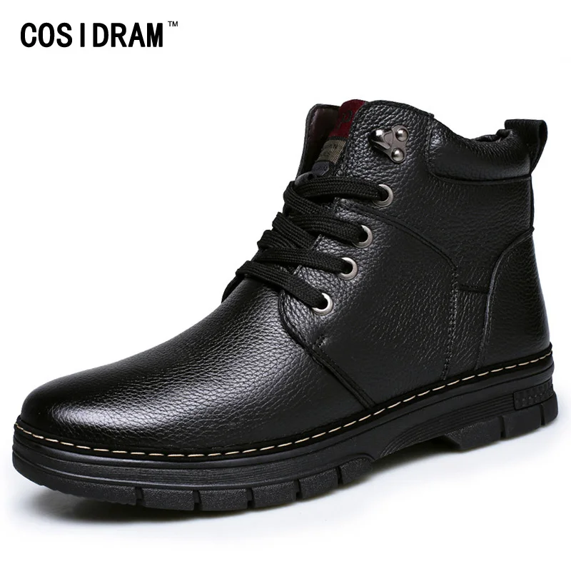 New 2016 Winter Split Leather Men Boots Warm Plush...