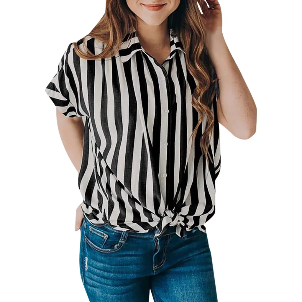 CHAMSGEND Women's Casual Short Sleeve Striped Tie Blouse Fashion Polyester Button Turn-down Collar Tops High Quality Blouse Ja29
CHAMSGEND Women's Casual Short Sleeve Striped Tie Blouse Fashion Polyester Button Turn-down Collar Tops High Quality Blouse Ja29