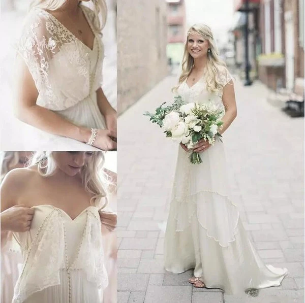 Boho Wedding Dresses 2019 Bohemian Chiffon Pearls Lace Batwing Sleeves Summer Beach Bridal Gowns robe de mariage
Boho Wedding Dresses 2019 Bohemian Chiffon Pearls Lace Batwing Sleeves Summer Beach Bridal Gowns robe de mariage