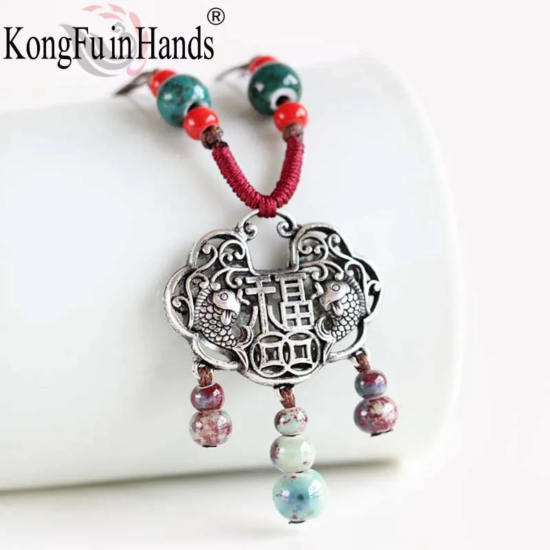 Double Fish Pendant Necklace Symbolizes Good Luck Ethnic Vintage Style Sweater Chain Adjustable Rope Ceramic Round Bead New
Double Fish Pendant Necklace Symbolizes Good Luck Ethnic Vintage Style Sweater Chain Adjustable Rope Ceramic Round Bead New