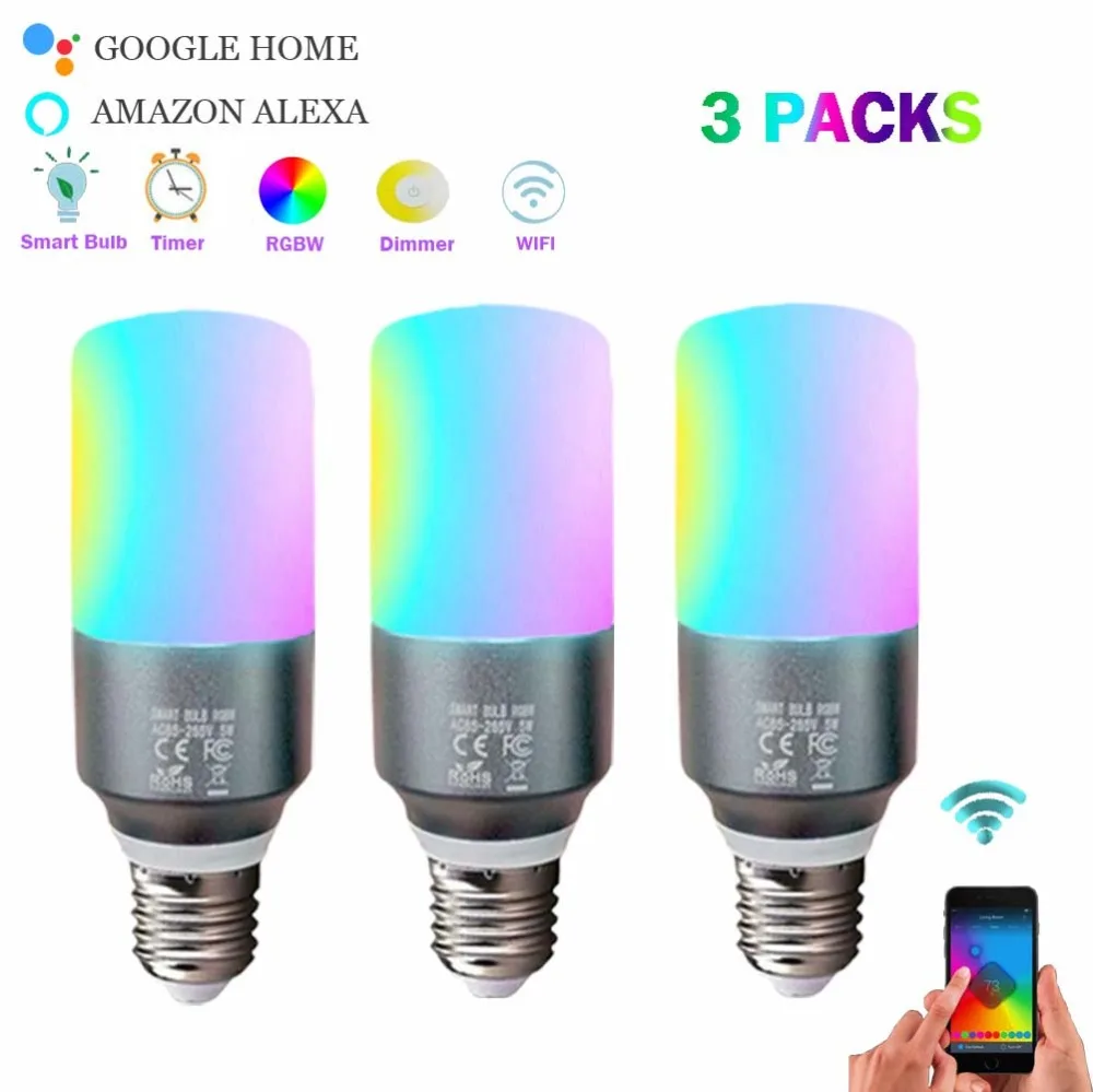 Smart LED Bulb WiFi Dimmable E27 Multicolor Light Bulb Compatible with Alexa, Echo, Google Home and IFTTT(3Paks)
Smart LED Bulb WiFi Dimmable E27 Multicolor Light Bulb Compatible with Alexa, Echo, Google Home and IFTTT(3Paks)