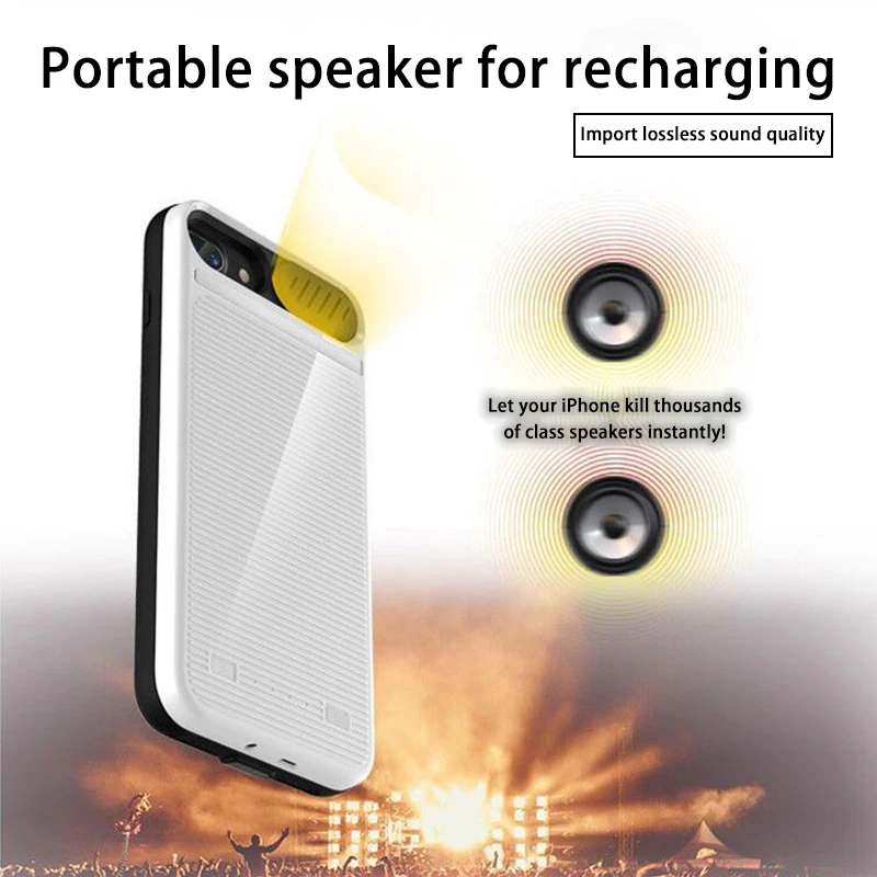 Portable Speaker Phone Battery Charger Case For iPhone 8 7 6 6s Power Bank Battery Case For iPhone 6 Plus/6s Plus/7 Plus/8 Plus
Portable Speaker Phone Battery Charger Case For iPhone 8 7 6 6s Power Bank Battery Case For iPhone 6 Plus/6s Plus/7 Plus/8 Plus