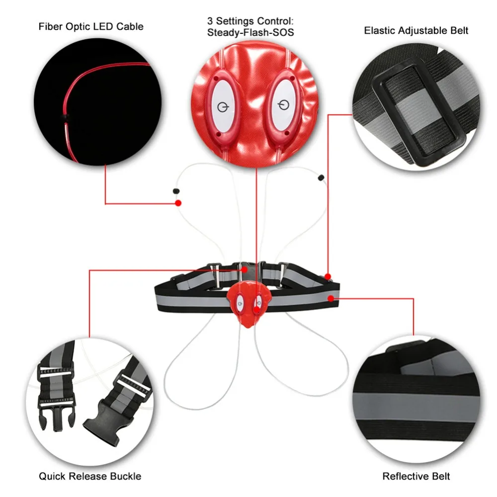 Outdoor Illuminated Reflective Cycling Vest Belt Unisex (13)