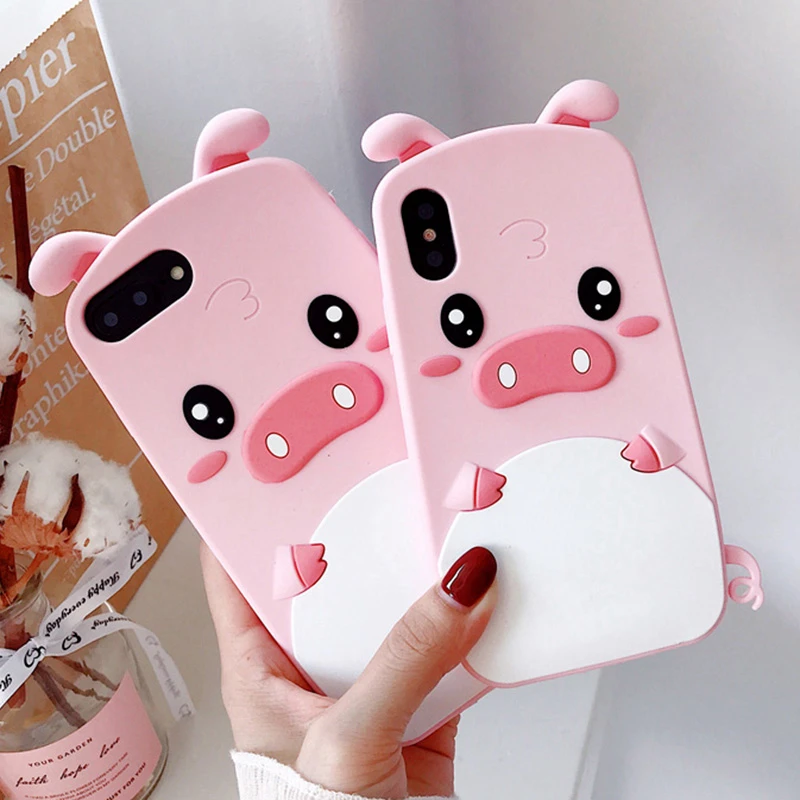 Hepu-for-Apple-iphone-X-Mobile-Shell-Stereo-Cute-Pink-Pig-iPhone6-6s-7plus-8plus-Soft