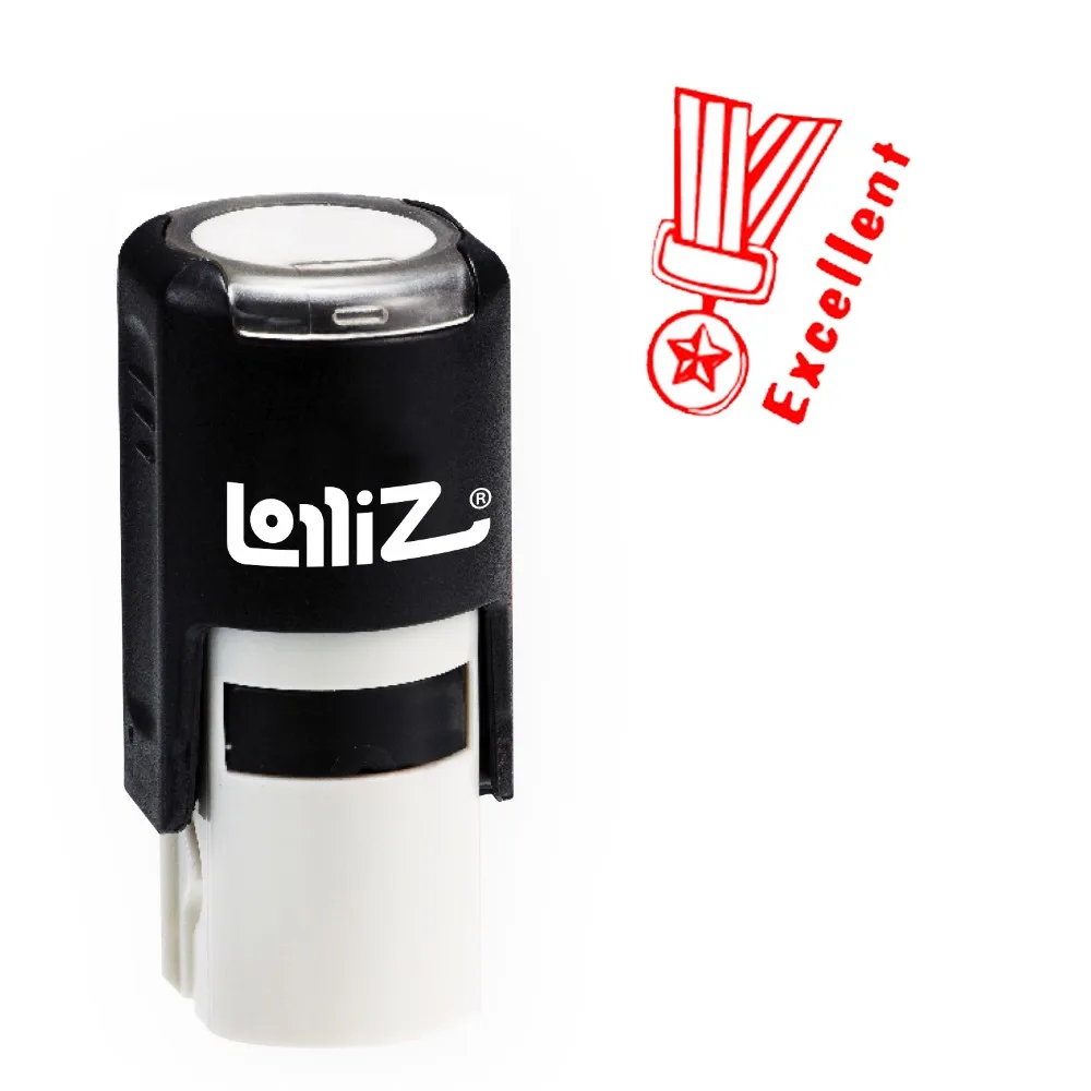 LolliZ Round Self-Inking Stamp, "Excellent" Text W/Medal/Doggy/Lion Image, Teacher Stamp W/Lid, Laser Engraved Rubber, RED
LolliZ Round Self-Inking Stamp, "Excellent" Text W/Medal/Doggy/Lion Image, Teacher Stamp W/Lid, Laser Engraved Rubber, RED