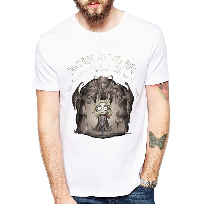 Мужская футболка с короткими рукавами надписью Don't Blink Doctor Who Tumblr|men t shirt|tshirt hommet