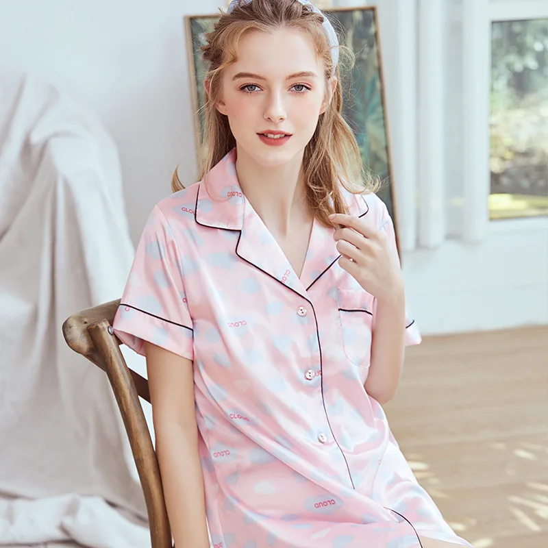 CEARPION Women Nightdress Satin Sleepwear Short Sleep Shirt Summer Nightgown Femme Casual Night Wear Home Clothing
CEARPION Women Nightdress Satin Sleepwear Short Sleep Shirt Summer Nightgown Femme Casual Night Wear Home Clothing
