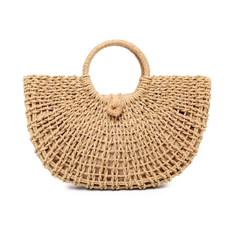 New straw bag paper rope round bucket hollow woven bag retro casual belt buckle hand bag
New straw bag paper rope round bucket hollow woven bag retro casual belt buckle hand bag