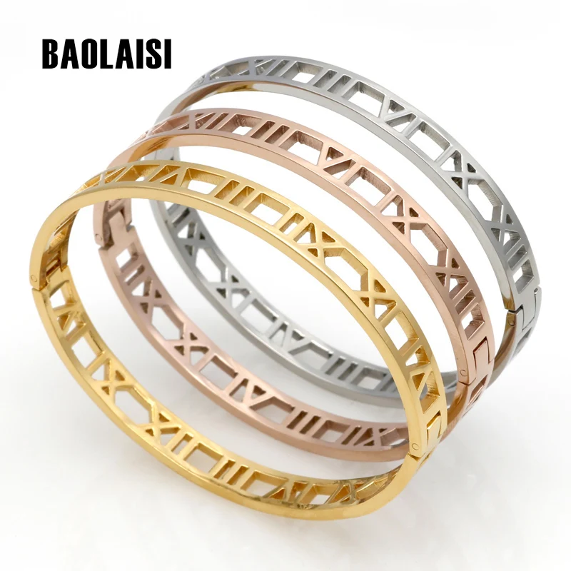 BAOLAISI Delicate Hollow Roman Numeral Bracelets&Bangles Titanium Steel Bangle Fine Jewelry For Women Jewelry Pulseiras Bangles
BAOLAISI Delicate Hollow Roman Numeral Bracelets&Bangles Titanium Steel Bangle Fine Jewelry For Women Jewelry Pulseiras Bangles