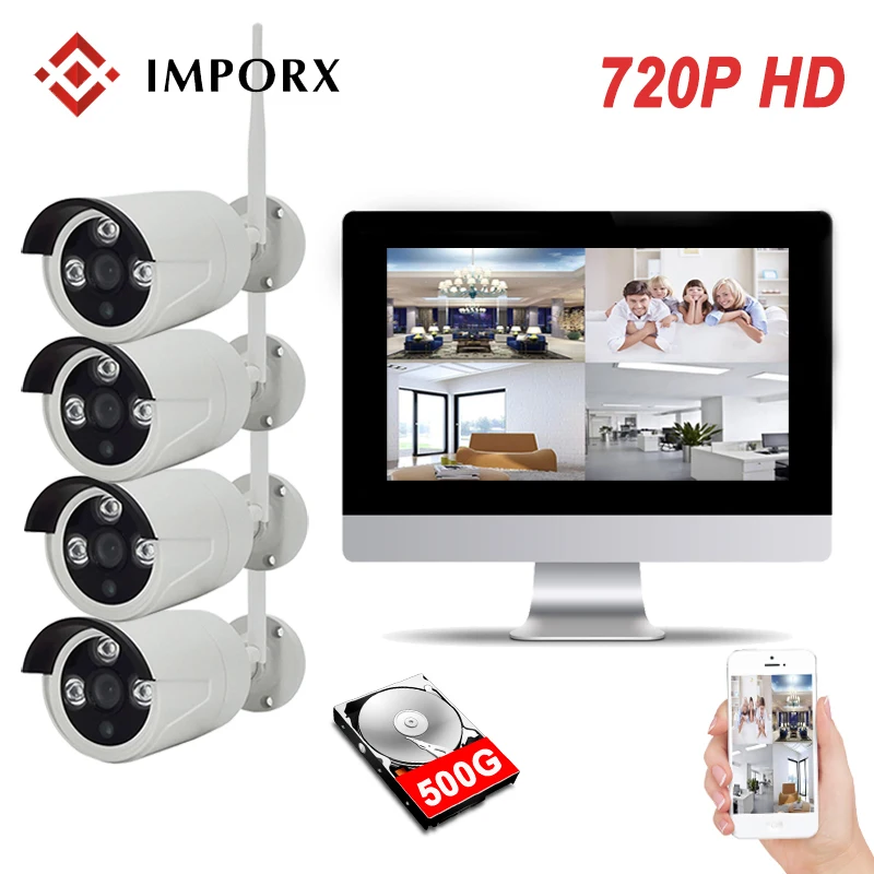 IMPORX 4CH CCTV System Wireless 720P 13" LCD NVR Security Camera System 1.0MP IR Outdoor P2P Wifi IP Camera Surveillance Kit
IMPORX 4CH CCTV System Wireless 720P 13" LCD NVR Security Camera System 1.0MP IR Outdoor P2P Wifi IP Camera Surveillance Kit