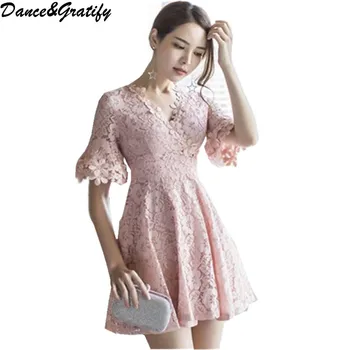 Dance&Gratify Women Super Quality Lace Party Dress Vestidos Pink Petal Sleeve V-neck High Waist Mini Short Dress
Dance&Gratify Women Super Quality Lace Party Dress Vestidos Pink Petal Sleeve V-neck High Waist Mini Short Dress