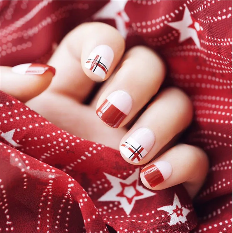 24 Pcs New Arrival Retro ladies Grid Line design Fake Nails Short Oval Wine Red Finished Artificial Nail Tips For Ladies Girl
24 Pcs New Arrival Retro ladies Grid Line design Fake Nails Short Oval Wine Red Finished Artificial Nail Tips For Ladies Girl