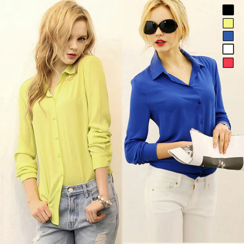 Office Lady Tops Wear Shirts Female Loose Blouse Long Sleeve Blouses Elegant Soft Chiffon Slim Women Shirt Pure Colour Clothing
Office Lady Tops Wear Shirts Female Loose Blouse Long Sleeve Blouses Elegant Soft Chiffon Slim Women Shirt Pure Colour Clothing