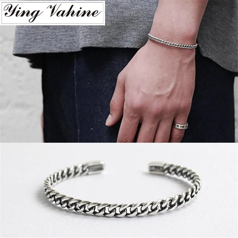 Authentic 925 Sterling Silver Jewelry Vintage 4.8mm Chain Bangles for Women bijoux femme
Authentic 925 Sterling Silver Jewelry Vintage 4.8mm Chain Bangles for Women bijoux femme