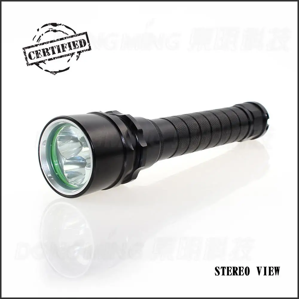 

Diving Tactical Flashlight 3 x CREE XM-L XML T6 5000LM Waterproof diving light black case Torch on two 18650 batteries