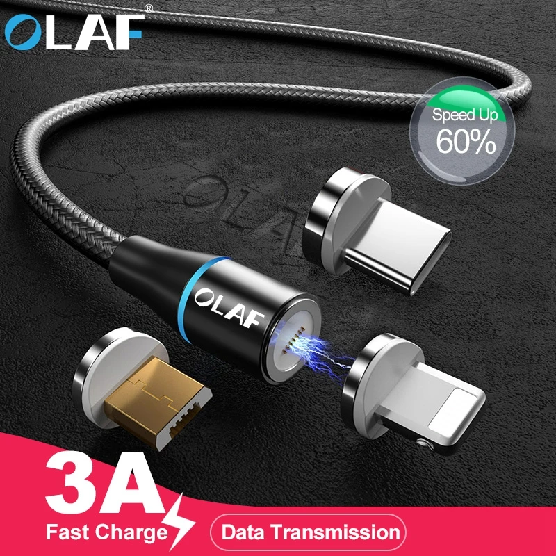 OLAF 3A Magnetic USB Cable Fast Charging Data Cable for iPhone Xs X 8 7 Magnetic Charger Micro USB Type C Cable for Samsung S10
OLAF 3A Magnetic USB Cable Fast Charging Data Cable for iPhone Xs X 8 7 Magnetic Charger Micro USB Type C Cable for Samsung S10