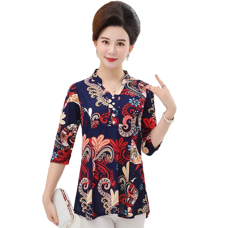 Women Casual Loose Tee Shirts Summer 5XL Plus Size Half Sleeve Floral Printed T-Shirt Fashion Mother Tops Blusas Lady Pullover 
Women Casual Loose Tee Shirts Summer 5XL Plus Size Half Sleeve Floral Printed T-Shirt Fashion Mother Tops Blusas Lady Pullover