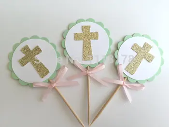 MINT & Gold Baptism Cupcake Toppers. First Communion, Confirmation, Christening wedding party cake topper
MINT & Gold Baptism Cupcake Toppers. First Communion, Confirmation, Christening wedding party cake topper