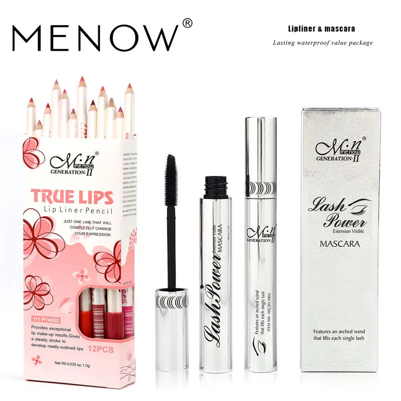 MENOW Brand Make up set Lip Liner&Mascara Lasting Lipliner and Waterproof Thick Mascara Natural Cosmetic drop ship 5321 
MENOW Brand Make up set Lip Liner&Mascara Lasting Lipliner and Waterproof Thick Mascara Natural Cosmetic drop ship 5321