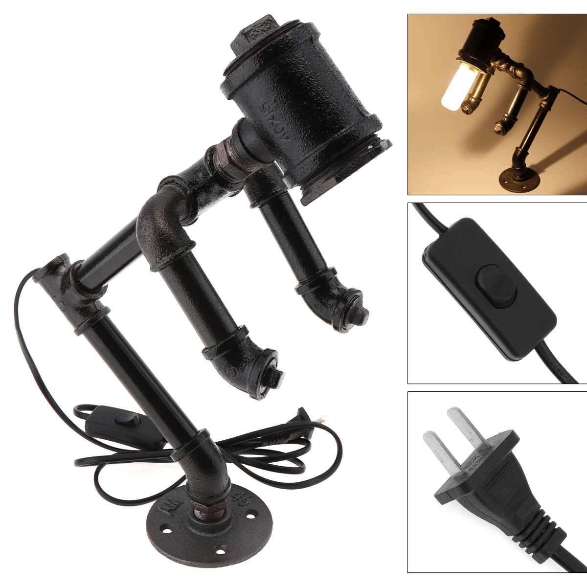 Retro Lamp Socket/ Holder for E26/E27 Bulb with Rustic Industrial Fixtures Iron Water Pipe for Table / Bedside / Desk
Retro Lamp Socket/ Holder for E26/E27 Bulb with Rustic Industrial Fixtures Iron Water Pipe for Table / Bedside / Desk