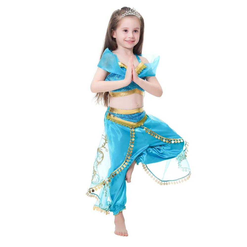Girls Jasmine Princess Dress Costume Cosplay For Children Halloween Party Aladdin's Lamp Cosplay Indian Princess Dance Dress
Girls Jasmine Princess Dress Costume Cosplay For Children Halloween Party Aladdin's Lamp Cosplay Indian Princess Dance Dress