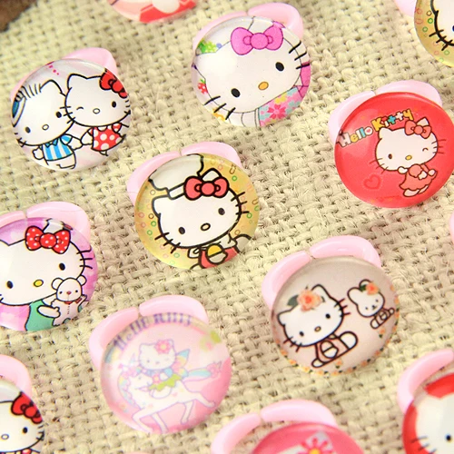 Новое популярное регулируемое кольцо Hello Kitty из мультфильма 1 шт. милое детское