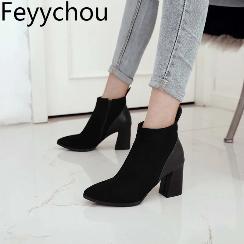 Women Boots Autumn Winter High Heel Warm Zip Ankle Chelsea Motorcycle Shoes Mixed-colors Pointed Toe 2018 Sexy Fashion Black
Women Boots Autumn Winter High Heel Warm Zip Ankle Chelsea Motorcycle Shoes Mixed-colors Pointed Toe 2018 Sexy Fashion Black