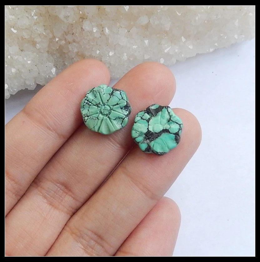 Wholesale 1Pairs Natural Stone Turquoise Carved Flower Fashion Cabochon Pairs 12x3mm 1.59g
Wholesale 1Pairs Natural Stone Turquoise Carved Flower Fashion Cabochon Pairs 12x3mm 1.59g