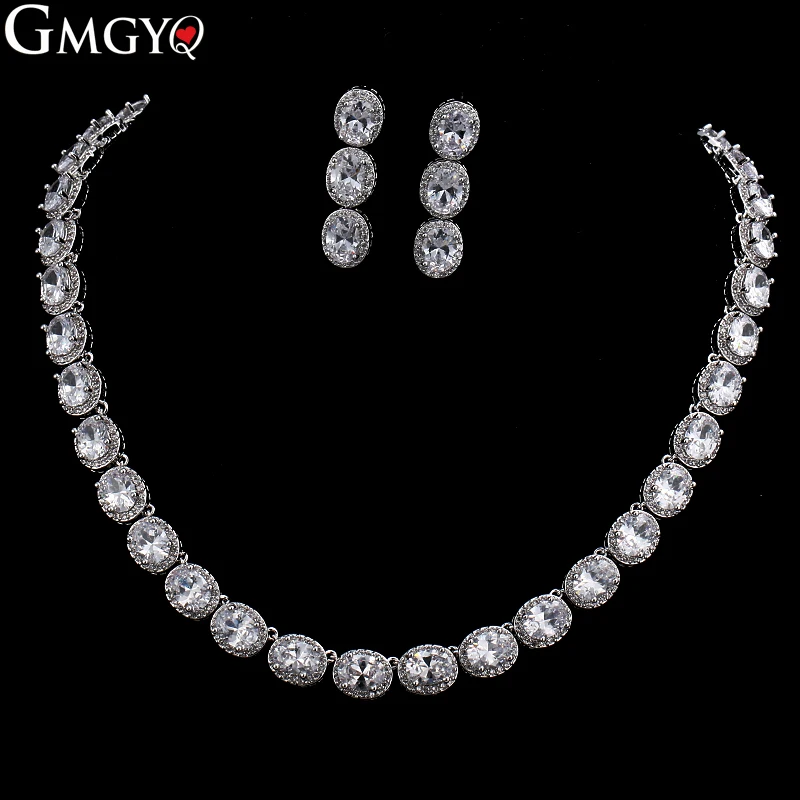 GMGYQ Silvery Colour Oval White Zirconia Earrings Necklace Fashion Bridesmaid Jewelry Sets For Women Banquet Dress Accessories
GMGYQ Silvery Colour Oval White Zirconia Earrings Necklace Fashion Bridesmaid Jewelry Sets For Women Banquet Dress Accessories