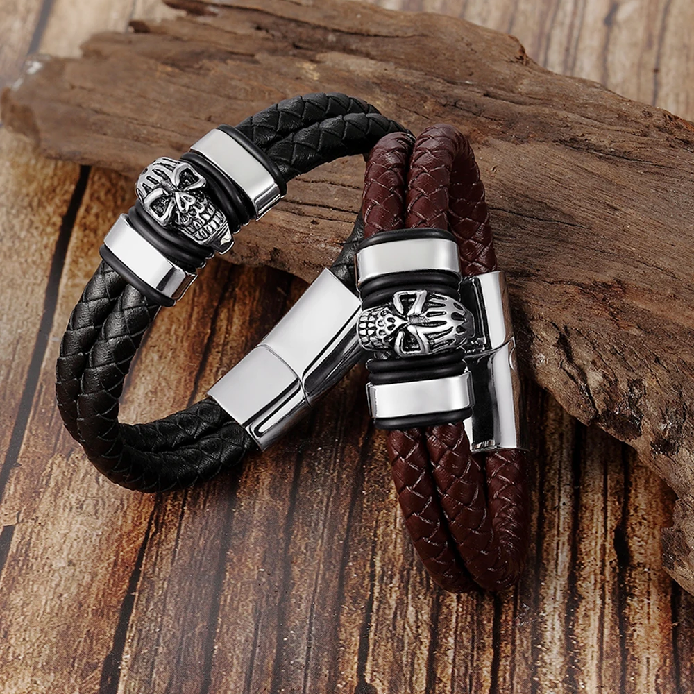 Trendy Men Black Woven Leather Bracelet with 316L Stainless Steel Viking Beads Man Magnet Clasp Braided Bangle Jewelry
Trendy Men Black Woven Leather Bracelet with 316L Stainless Steel Viking Beads Man Magnet Clasp Braided Bangle Jewelry