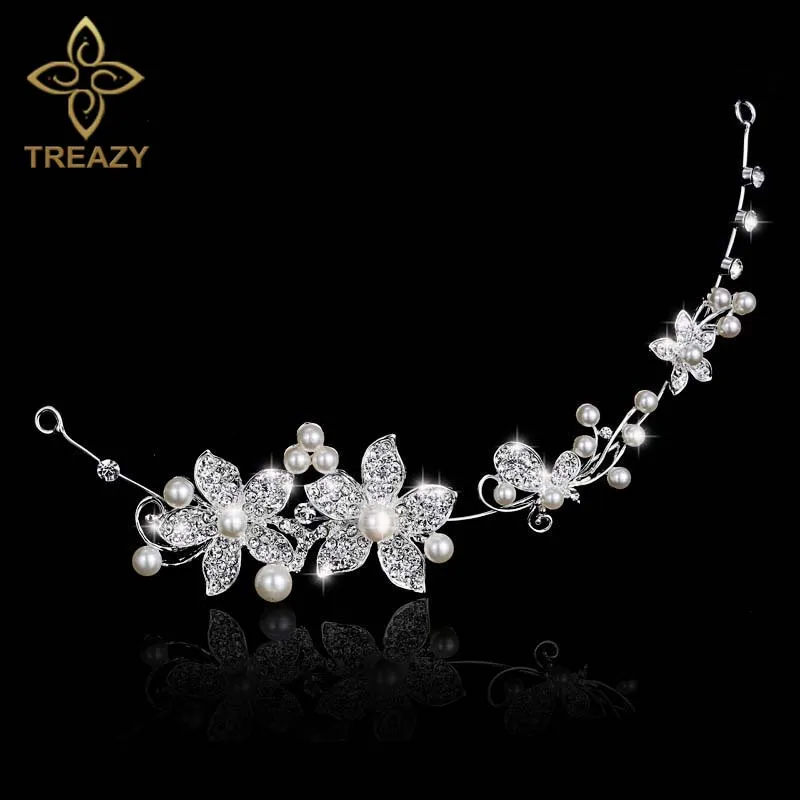 TREAZY Charming Crystal Rhinestone Faux Pearl Flower Bride Crown Headband Hairwear Bridal Accessories Women Wedding Hair Jewelry
TREAZY Charming Crystal Rhinestone Faux Pearl Flower Bride Crown Headband Hairwear Bridal Accessories Women Wedding Hair Jewelry
