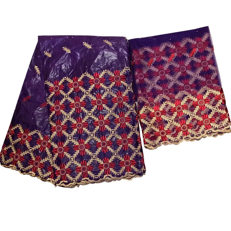 Free shipping (5+2 yards /set) high quality embroidered African bazin lace fabric in purple plus French net lace for party BHL35
Free shipping (5+2 yards /set) high quality embroidered African bazin lace fabric in purple plus French net lace for party BHL35