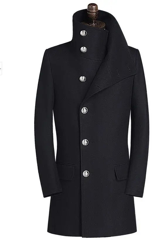 Image Black grey 2014 men s clothing cashmere outerwear wool jacket men woolen coats trench coat for men medium long fashion 3XL