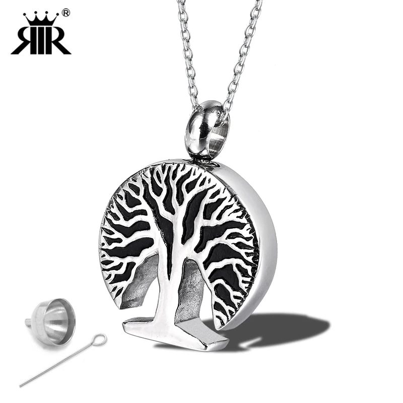 RIR Tree Of Life Cremation Necklace Jewelry Silver Stainless Steel Family Mother Tree of Life Ash Urn Pendant Necklaces
RIR Tree Of Life Cremation Necklace Jewelry Silver Stainless Steel Family Mother Tree of Life Ash Urn Pendant Necklaces