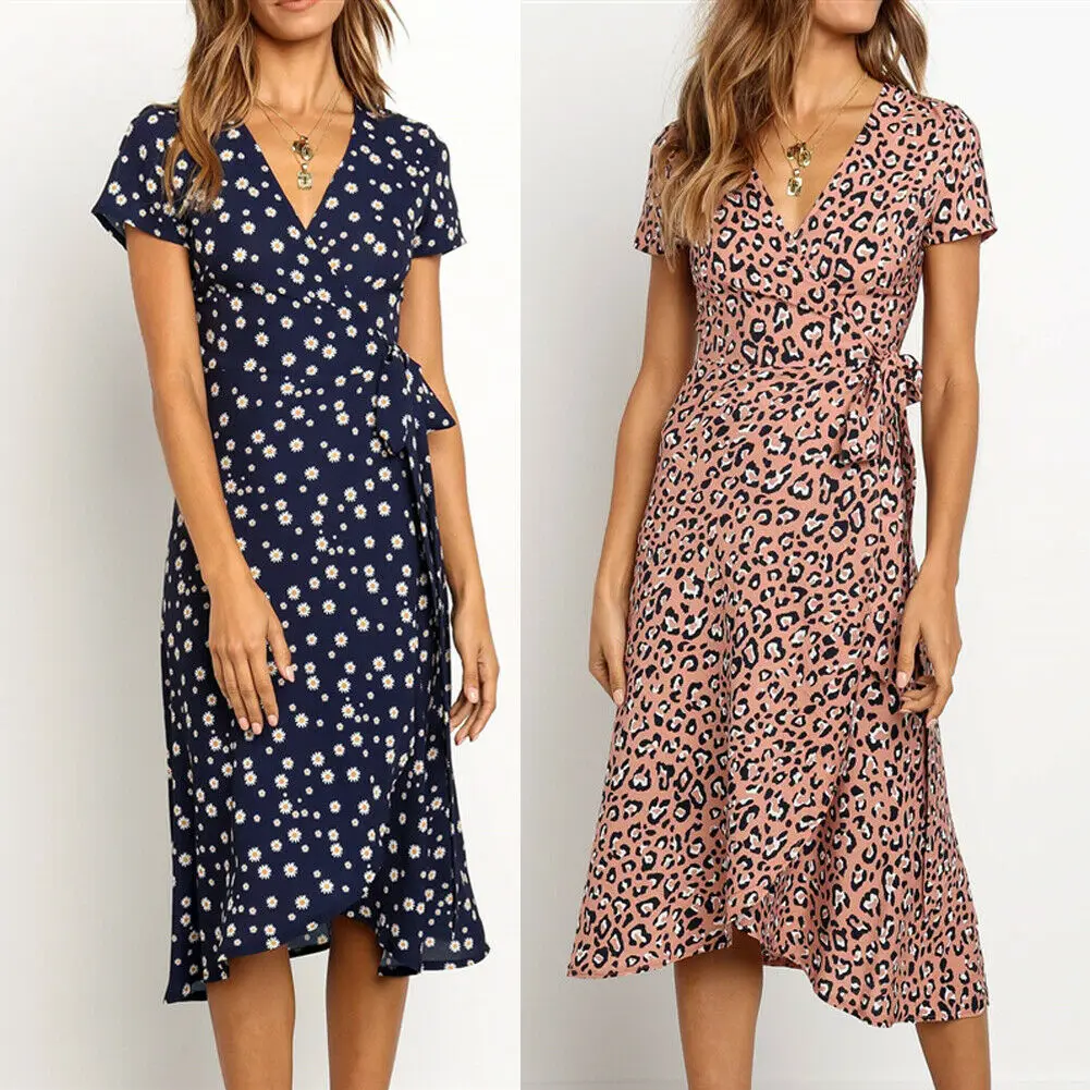 Women Leopard Printed Short Sleeve Dress Ladies Long Maxi Summer Evening Party Dresses Sexy V neck Holiday Dress
Women Leopard Printed Short Sleeve Dress Ladies Long Maxi Summer Evening Party Dresses Sexy V neck Holiday Dress