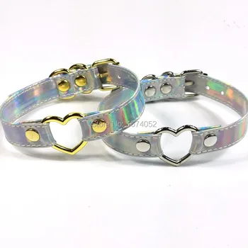 Handmade Holographic Heart Choker Handcrafted Cute Harauku Gold Metal Laser Collar Punk Gothic Belt Necklace
Handmade Holographic Heart Choker Handcrafted Cute Harauku Gold Metal Laser Collar Punk Gothic Belt Necklace