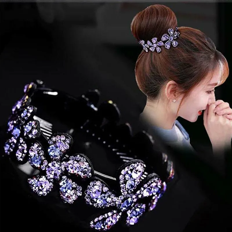 

New Meatball Hair Accessories Women Hair Claws Headwear Rhinestone Flower Hairpin Bird Nest Floral Twist Clip 10 Colors A30