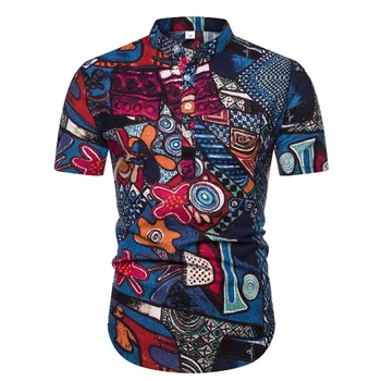 Vintage Floral Cotton Linen Shirts Men 2019 Fashion Mandarin Collar Short Sleeve Henley Shirt Men Party Casual Social Shirt Male
Vintage Floral Cotton Linen Shirts Men 2019 Fashion Mandarin Collar Short Sleeve Henley Shirt Men Party Casual Social Shirt Male