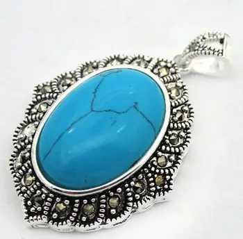 27X43mm Blue Turquoises Stone Marcasite 925 Sterling Silver Necklace Pendant>>> Free shipping
27X43mm Blue Turquoises Stone Marcasite 925 Sterling Silver Necklace Pendant>>> Free shipping