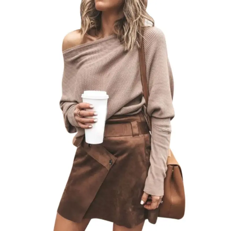 Womens Autumn Spring Off Shoulder Sweater Long Batwing Sleeves Solid Color Ribbed Knitted Pullover Tops Loose Casual Knitwear
Womens Autumn Spring Off Shoulder Sweater Long Batwing Sleeves Solid Color Ribbed Knitted Pullover Tops Loose Casual Knitwear