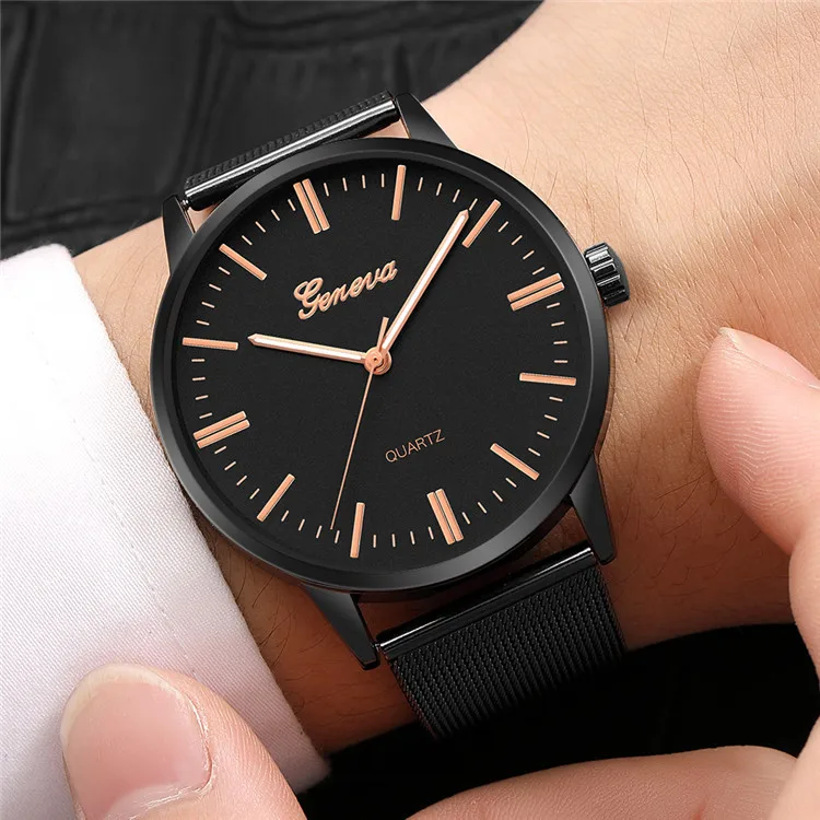 

2019 Man Watch Men Watch Luxury Brand Geneva Stainless Steel Mesh Band Quartz Watches Mens Watches erkek kol saat heren horloge