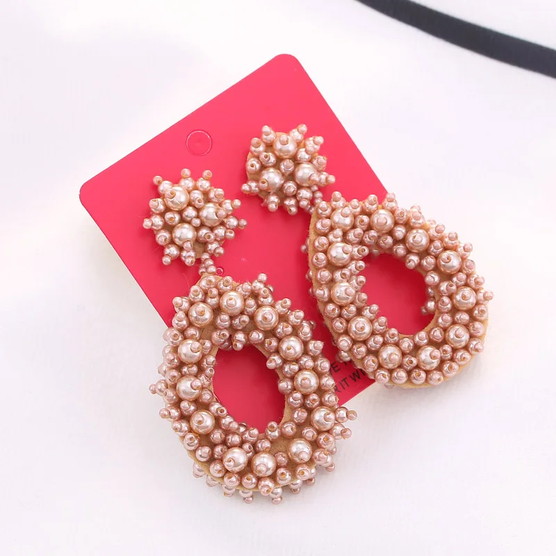 Aretes beads handmade Boho Fashion Beads Drop Earrings For Women Colorful Dangle Statement Earrings Jewelry Christmas Gifts Champagne