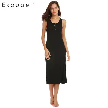 Ekouaer Female Long Nightgowns Casual Sleepwear Dress Solid O-Neck Sleeveless Half Open Placket Women Nightdress Home Clothing
Ekouaer Female Long Nightgowns Casual Sleepwear Dress Solid O-Neck Sleeveless Half Open Placket Women Nightdress Home Clothing