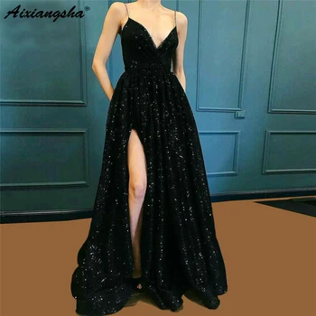 Sexy Evening Dresses 2019 V-neck Dubai Arabic Side Split Dress Muslim Floor Length Formal Prom Gowns Sequins Robe de soiree
Sexy Evening Dresses 2019 V-neck Dubai Arabic Side Split Dress Muslim Floor Length Formal Prom Gowns Sequins Robe de soiree