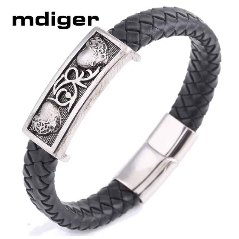 Mdiger Men Bracelet Stainless Steel Heart Bracelets Black Synthetic Leather Rope Hand Bracelet Male Vintage Jewelry
Mdiger Men Bracelet Stainless Steel Heart Bracelets Black Synthetic Leather Rope Hand Bracelet Male Vintage Jewelry