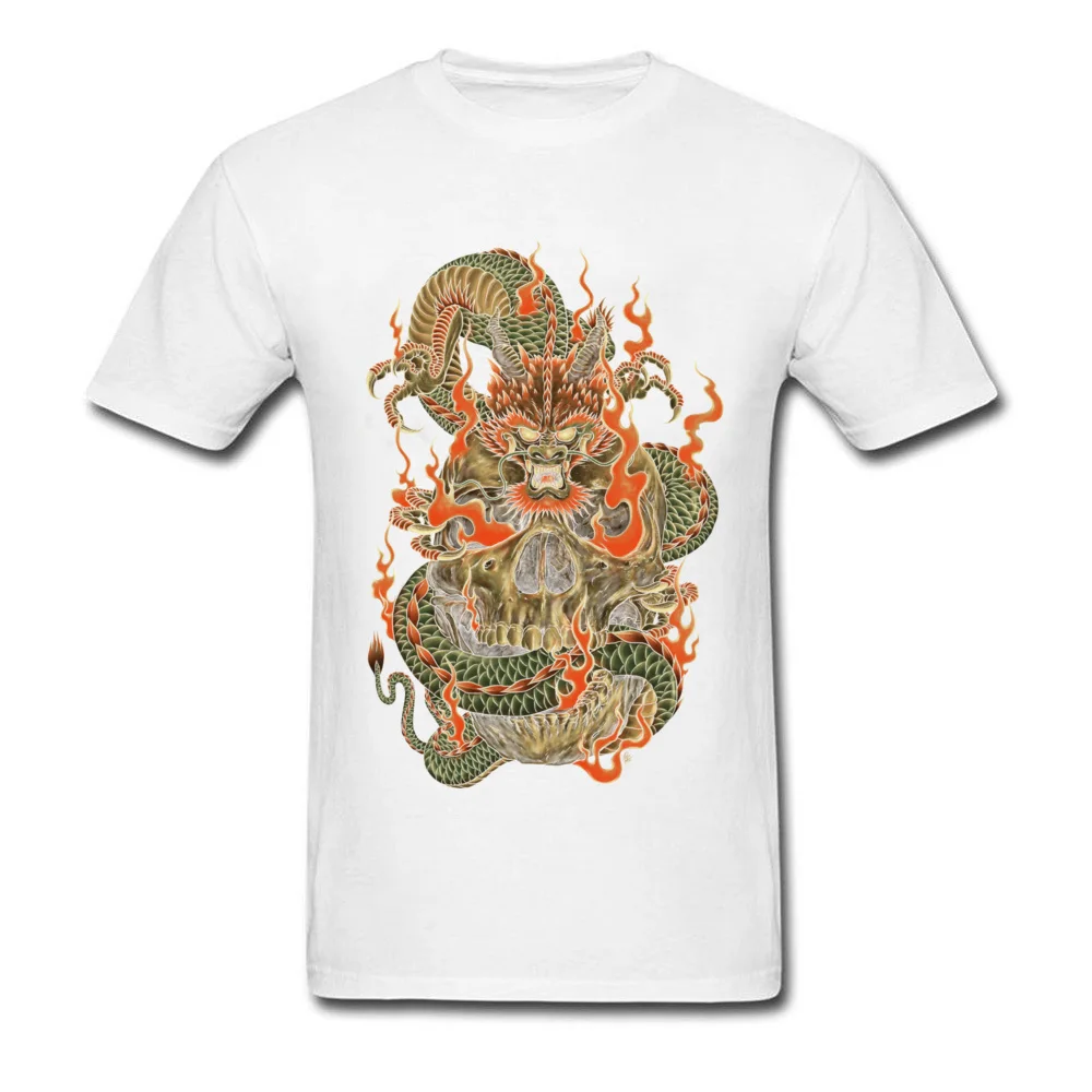 Special Oriental Dragon Design Short Sleeve T-Shirt Summer/Autumn Round Neck All Cotton Tees for Men T Shirt Normal Oriental Dragon white